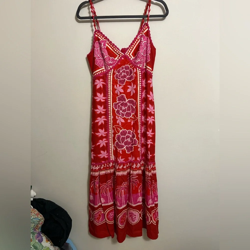 ⭐️Caroline Constas Red and Pink Ruffled Tiered Maxi Sundress⭐️ - Picture 6 of 8